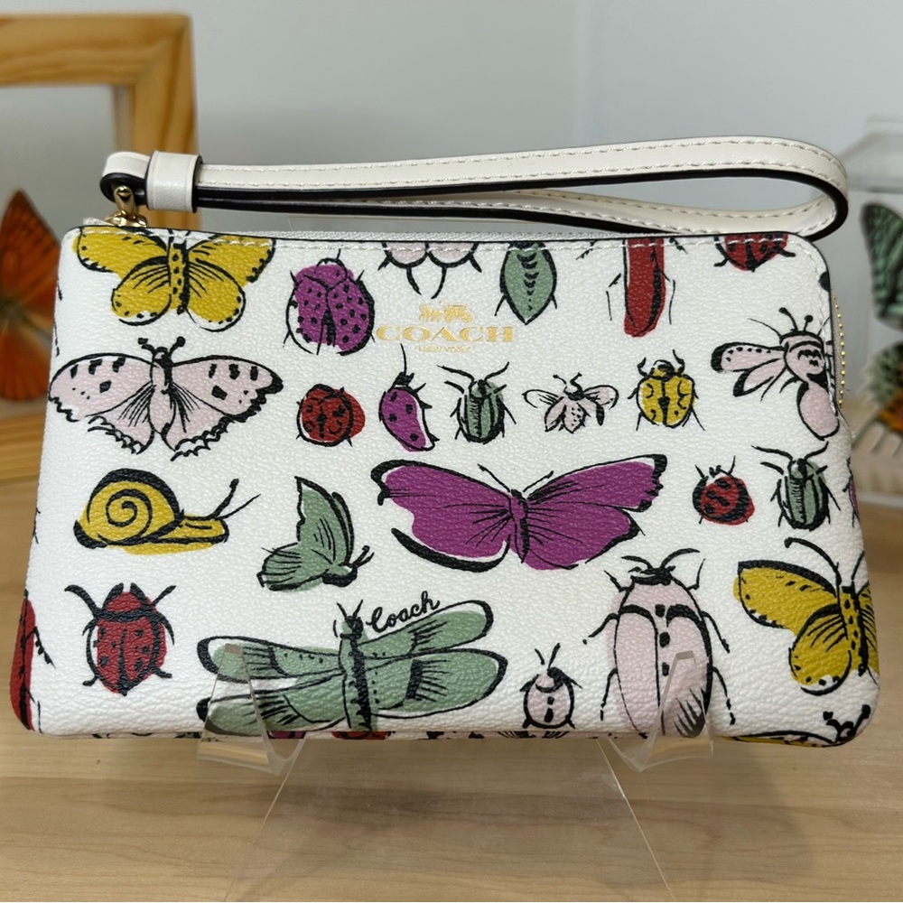 Coach Butterfly and Insect Print Wristlet RARE